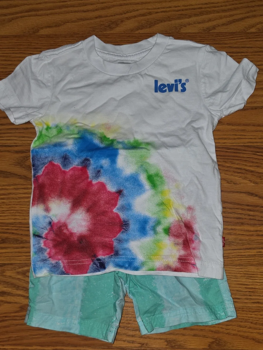Levi's White Tie-Dye Logo Tee - Red Blue Green Yellow